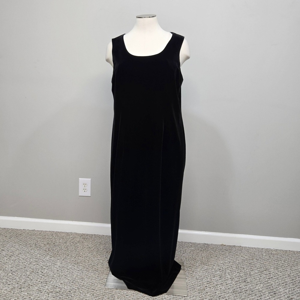 Vintage 90s Y2K Black Velvet Maxi Dress Plus Size 22 Whimsigoth Formal Evening‎
